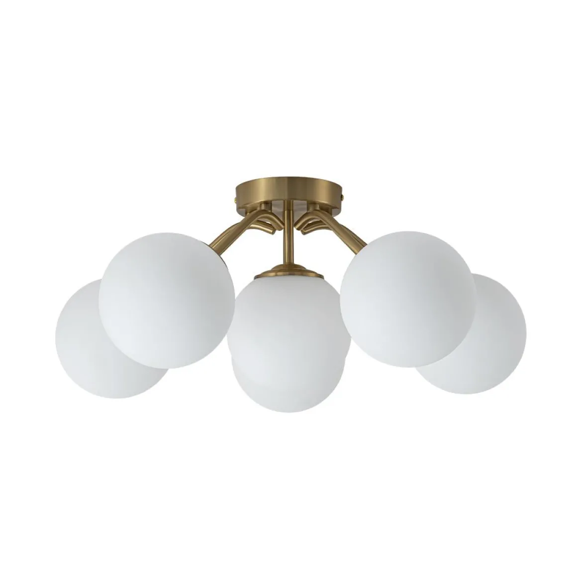 Bloom Brass Frosted Glass Bubble Semi Flush Chandelier