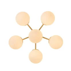 Bloom Brass Frosted Glass Bubble Semi Flush Chandelier