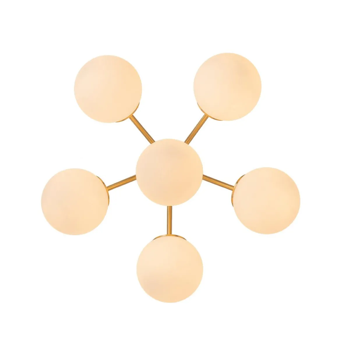 Bloom Brass Frosted Glass Bubble Semi Flush Chandelier