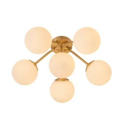 Bloom Brass Frosted Glass Bubble Semi Flush Chandelier