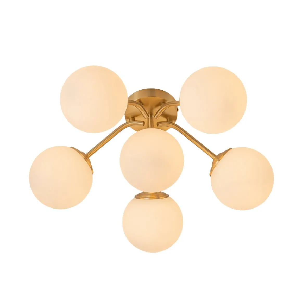 Bloom Brass Frosted Glass Bubble Semi Flush Chandelier
