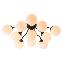 Bloom Brass Frosted Glass Bubble Semi Flush Chandelier