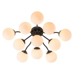 Bloom Brass Frosted Glass Bubble Semi Flush Chandelier