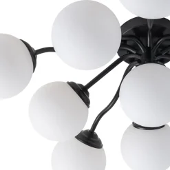 Bloom Brass Frosted Glass Bubble Semi Flush Chandelier