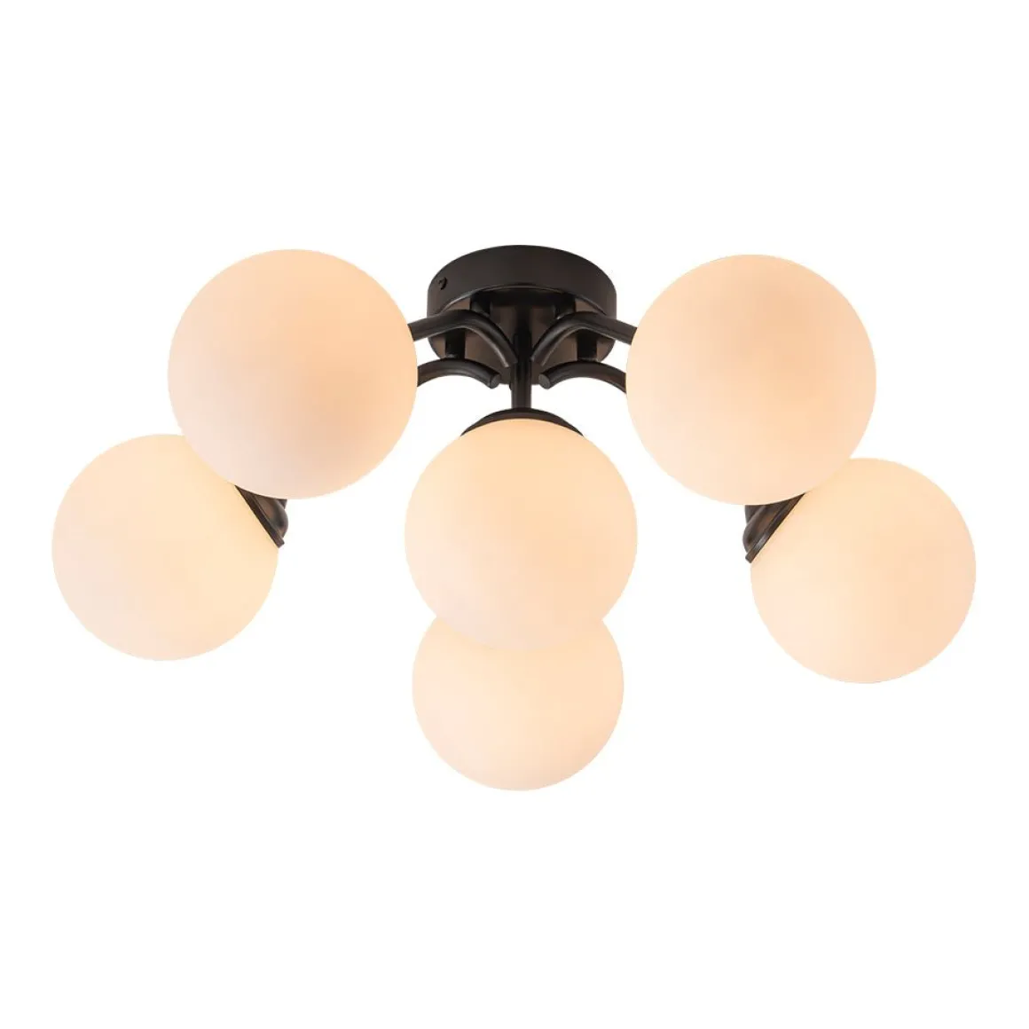 Bloom Brass Frosted Glass Bubble Semi Flush Chandelier
