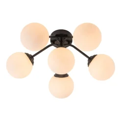 Bloom Brass Frosted Glass Bubble Semi Flush Chandelier