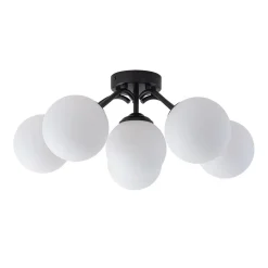 Bloom Brass Frosted Glass Bubble Semi Flush Chandelier