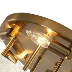 Bloom Brass 6-Light Tiered Rippled Glass Round Semi Flush Mount