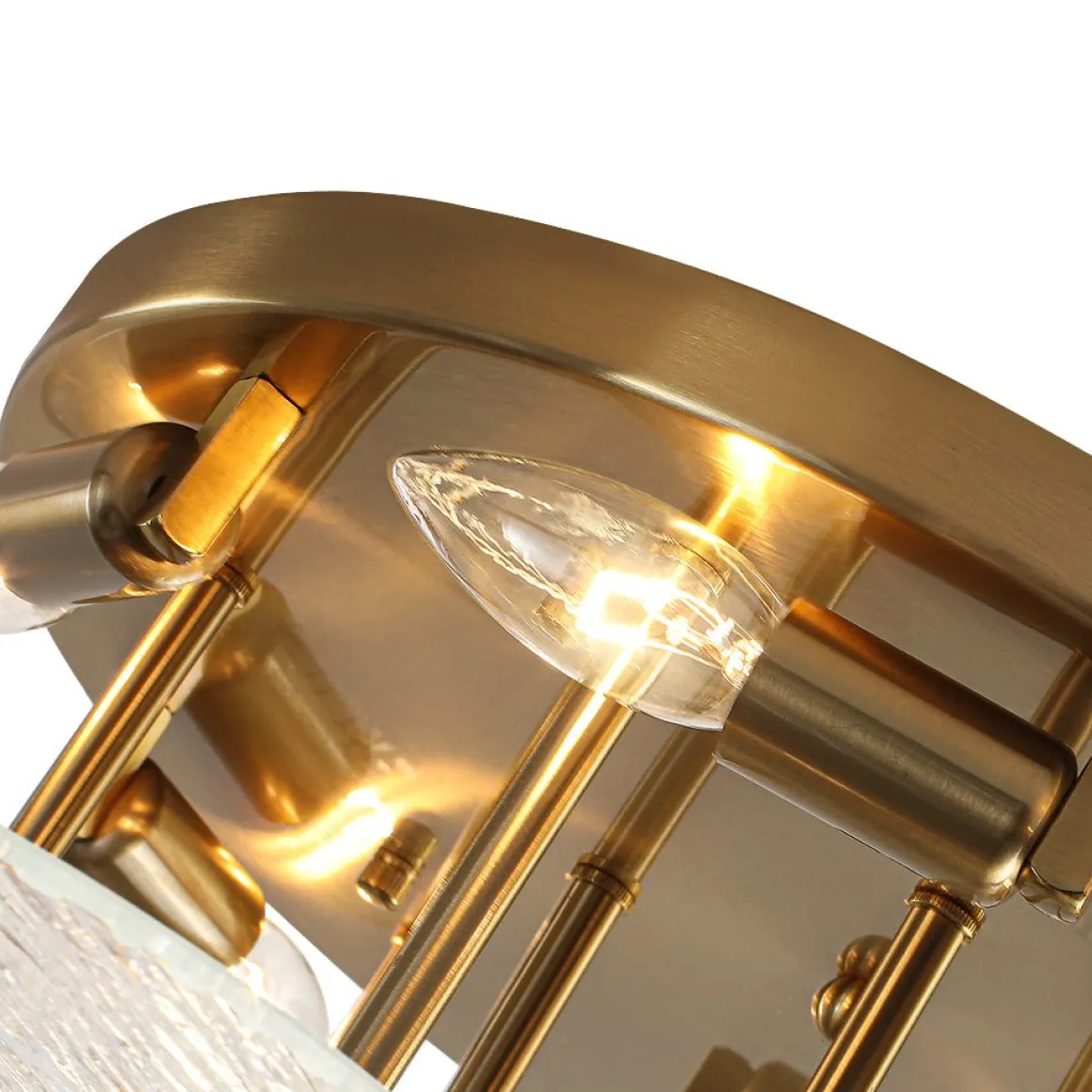 Bloom Brass 6-Light Tiered Rippled Glass Round Semi Flush Mount