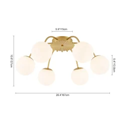 Bloom Dimmable Opal Glass Globe Bubble Semi Flush Chandelier