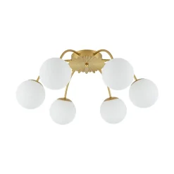 Bloom Dimmable Opal Glass Globe Bubble Semi Flush Chandelier