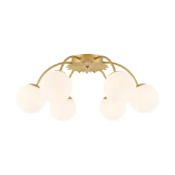 Bloom Dimmable Opal Glass Globe Bubble Semi Flush Chandelier