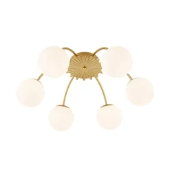 Bloom Dimmable Opal Glass Globe Bubble Semi Flush Chandelier