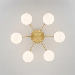 Bloom Dimmable Opal Glass Globe Bubble Semi Flush Chandelier