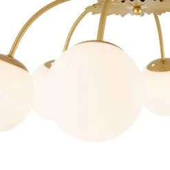 Bloom Dimmable Opal Glass Globe Bubble Semi Flush Chandelier