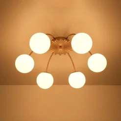 Bloom Dimmable Opal Glass Globe Bubble Semi Flush Chandelier