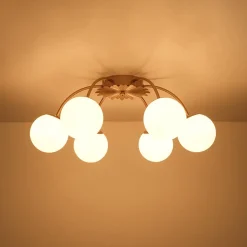 Bloom Dimmable Opal Glass Globe Bubble Semi Flush Chandelier