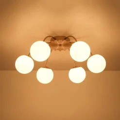 Bloom Dimmable Opal Glass Globe Bubble Semi Flush Chandelier