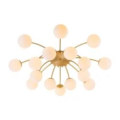 Bloom Dimmable Opal Glass Globe Bubble Semi Flush Chandelier