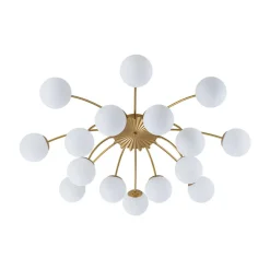 Bloom Dimmable Opal Glass Globe Bubble Semi Flush Chandelier