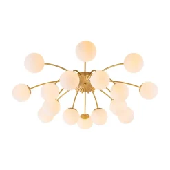 Bloom Dimmable Opal Glass Globe Bubble Semi Flush Chandelier