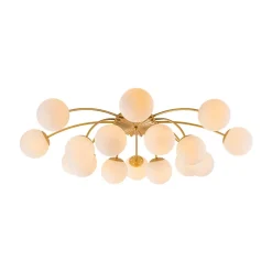 Bloom Dimmable Opal Glass Globe Bubble Semi Flush Chandelier