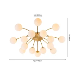 Bloom Dimmable Opal Glass Globe Bubble Semi Flush Chandelier