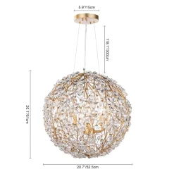 Bloom French Gold Blossom Crystal Floral Orb Chandelier
