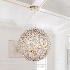 Bloom French Gold Blossom Crystal Floral Orb Chandelier