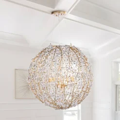 Bloom French Gold Blossom Crystal Floral Orb Chandelier