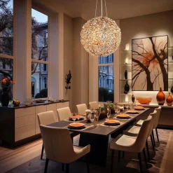 Bloom French Gold Blossom Crystal Floral Orb Chandelier