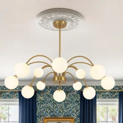 Bloom Frosted Glass Bubble Arched Arm Sputnik Chandelier