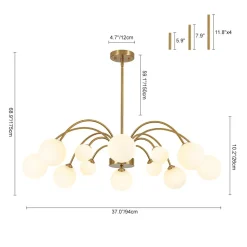 Bloom Frosted Glass Bubble Arched Arm Sputnik Chandelier