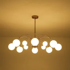 Bloom Frosted Glass Bubble Arched Arm Sputnik Chandelier