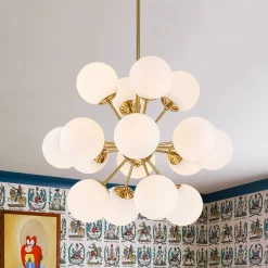 Bloom Frosted Glass Bubble Sphere Sputnik Chandelier