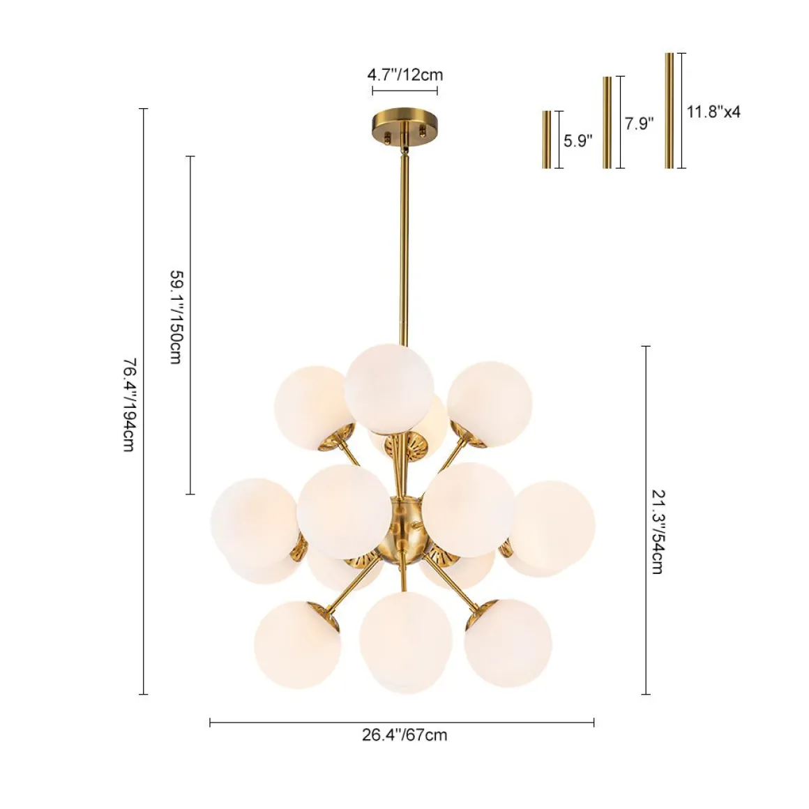 Bloom Frosted Glass Bubble Sphere Sputnik Chandelier