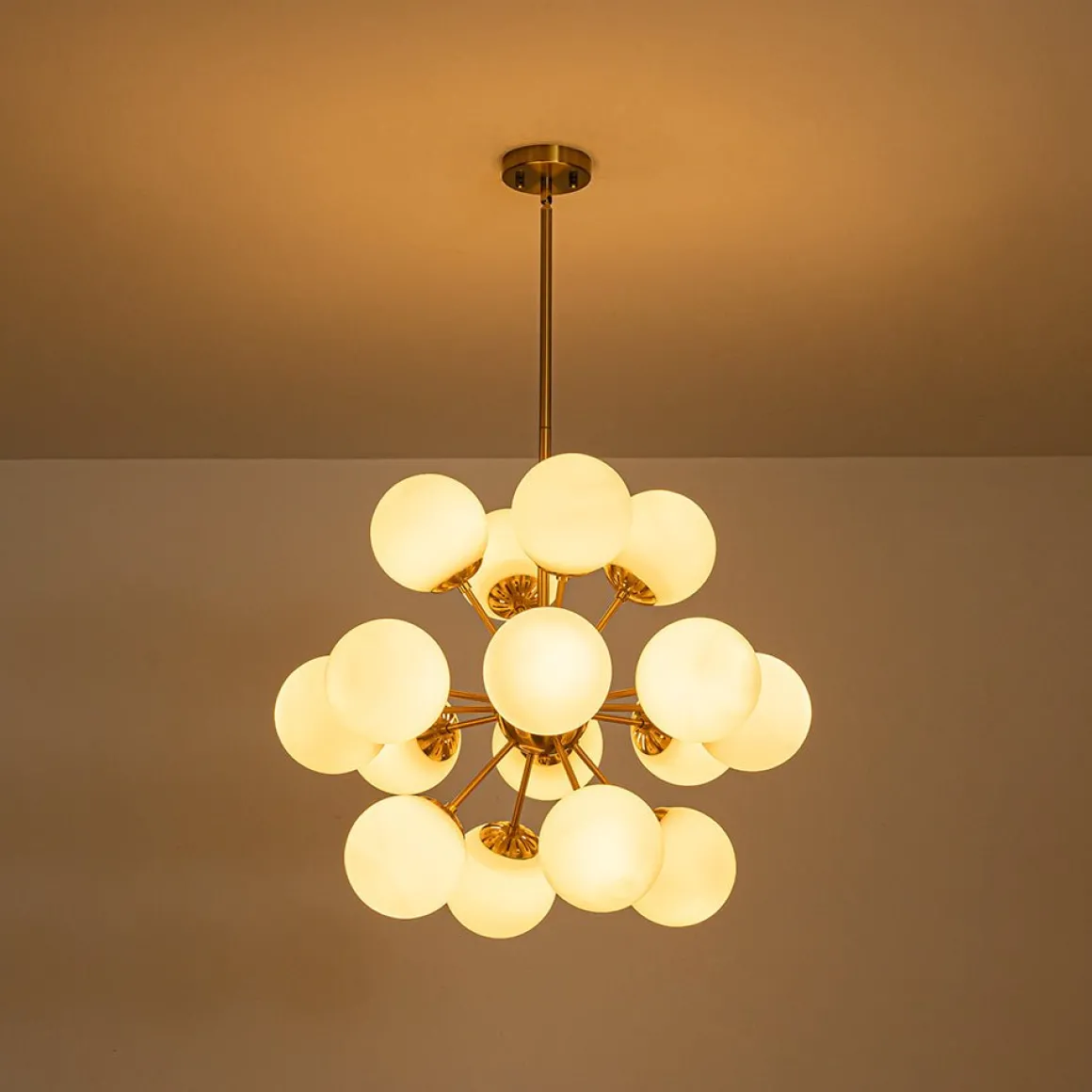 Bloom Frosted Glass Bubble Sphere Sputnik Chandelier