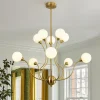 Bloom Frosted Glass Globe Bubble Brass Sputnik Chandelier