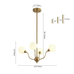 Bloom Frosted Glass Globe Bubble Brass Sputnik Chandelier