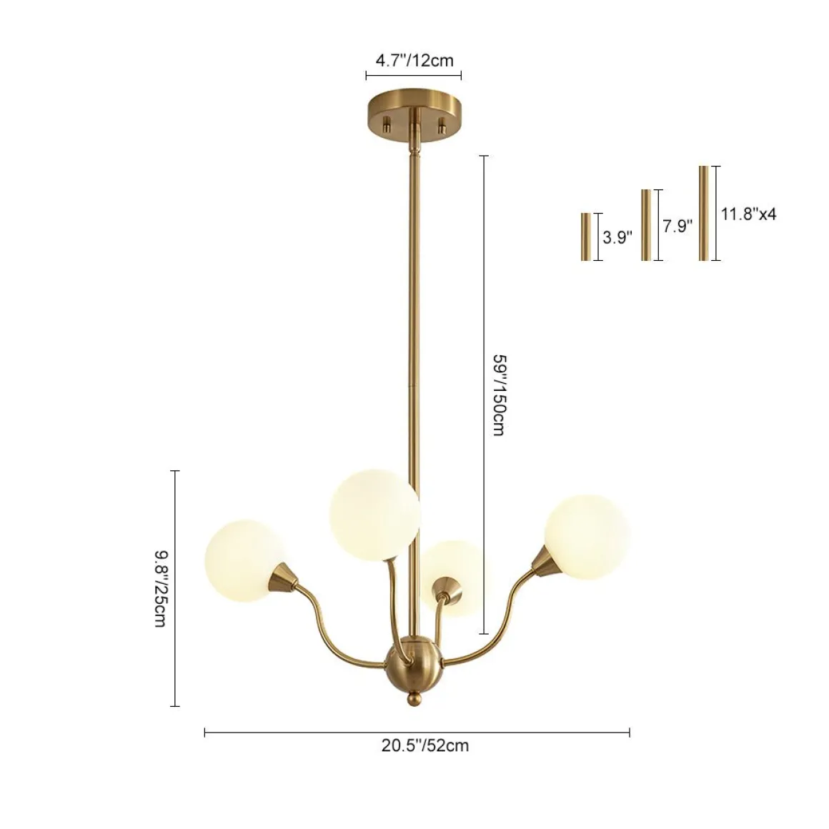 Bloom Frosted Glass Globe Bubble Brass Sputnik Chandelier