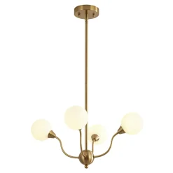 Bloom Frosted Glass Globe Bubble Brass Sputnik Chandelier