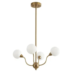 Bloom Frosted Glass Globe Bubble Brass Sputnik Chandelier