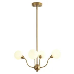 Bloom Frosted Glass Globe Bubble Brass Sputnik Chandelier