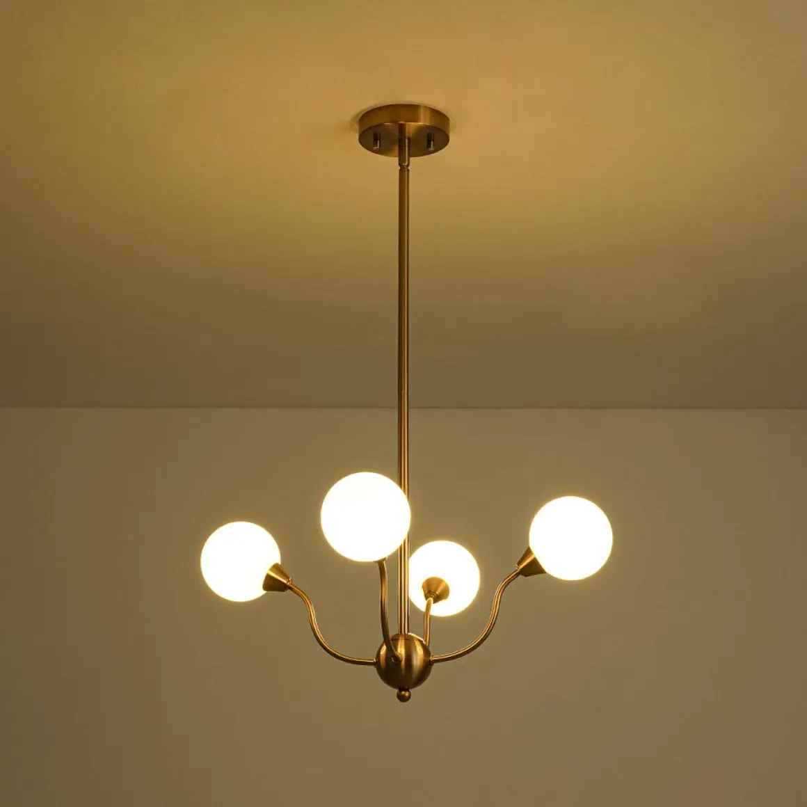Bloom Frosted Glass Globe Bubble Brass Sputnik Chandelier