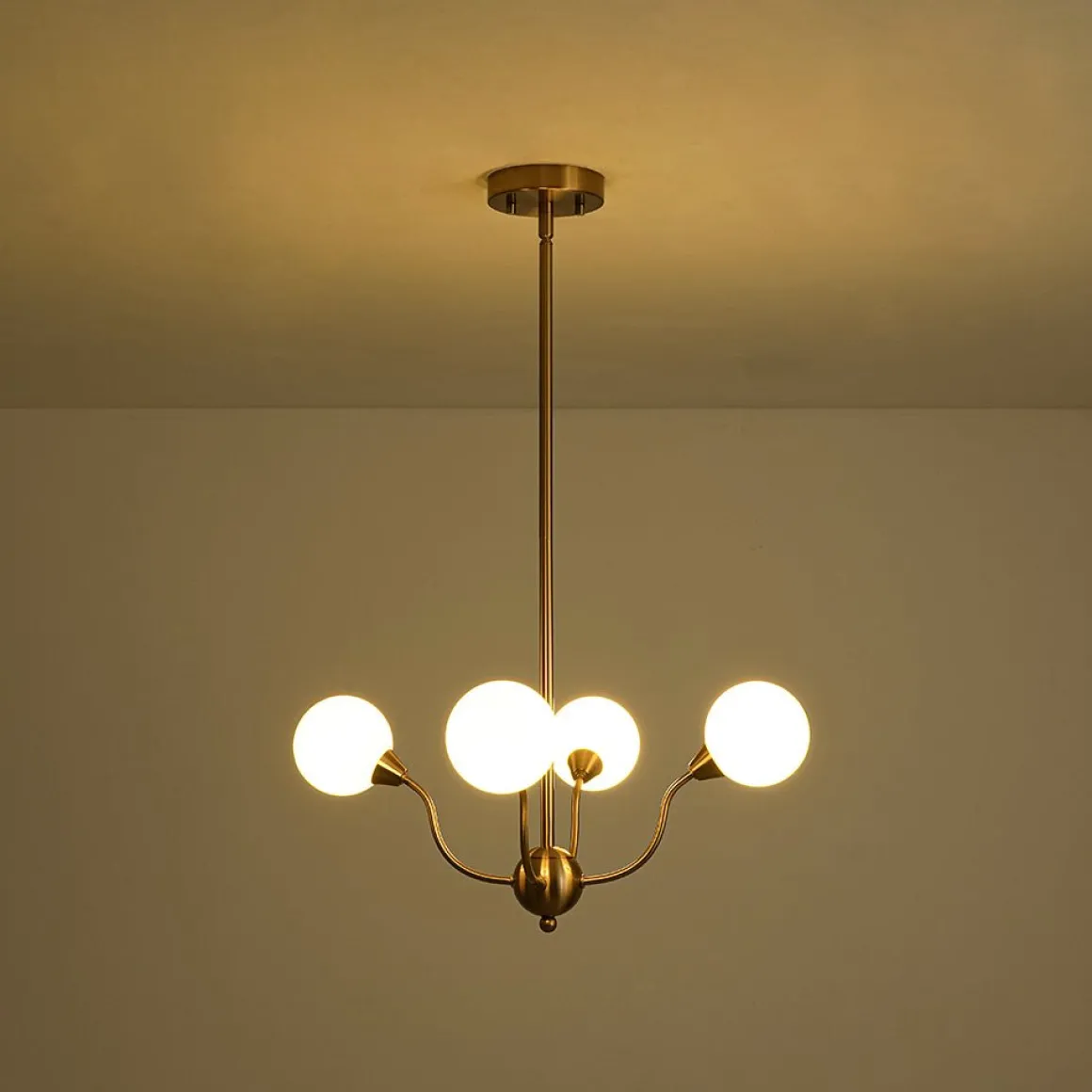 Bloom Frosted Glass Globe Bubble Brass Sputnik Chandelier