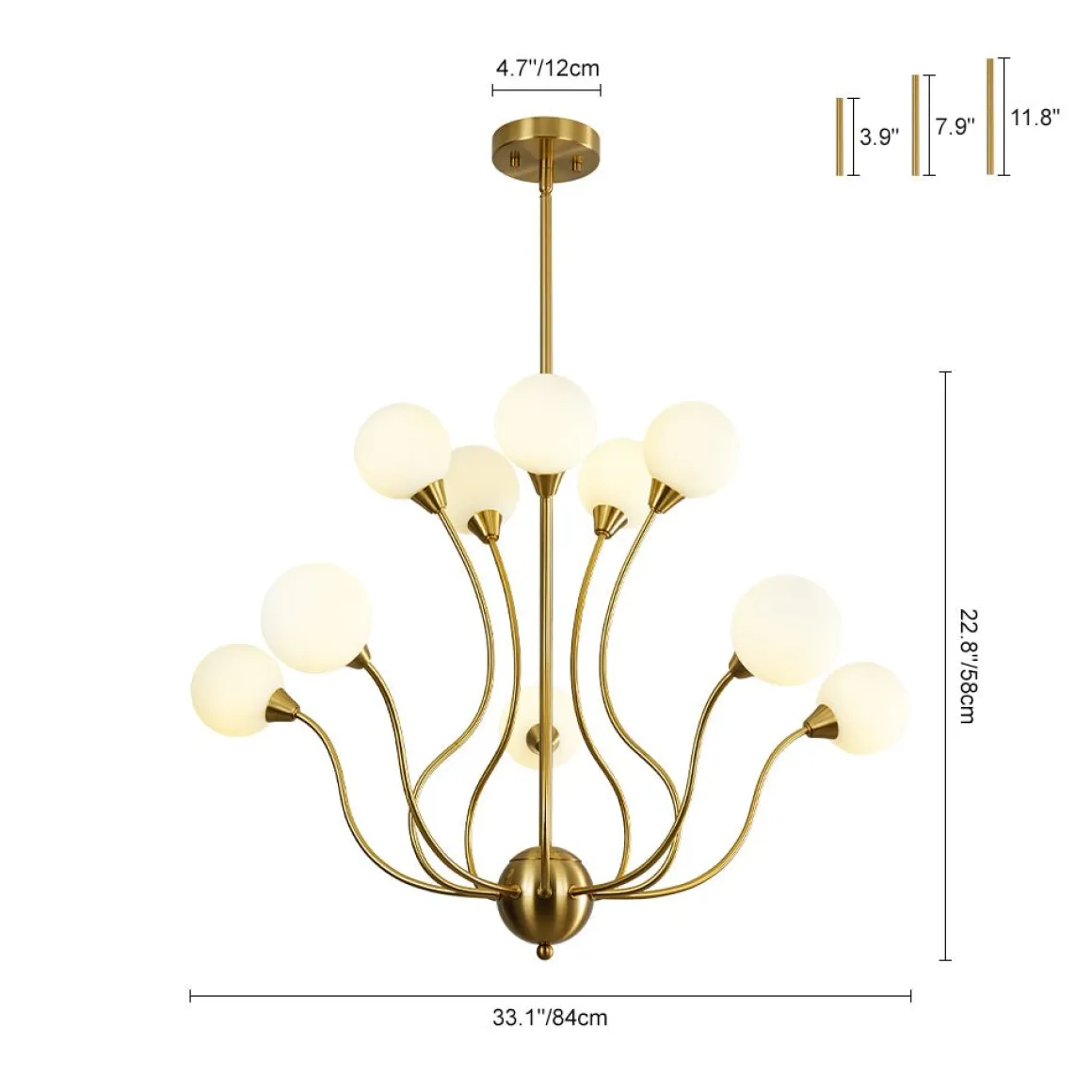 Bloom Frosted Glass Globe Bubble Brass Sputnik Chandelier