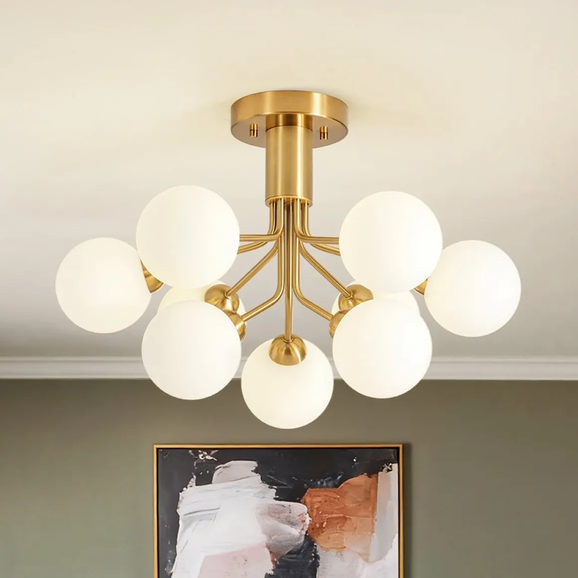 Bloom Frosted Glass Globe Tiered Bubble Sputnik Semi Flush