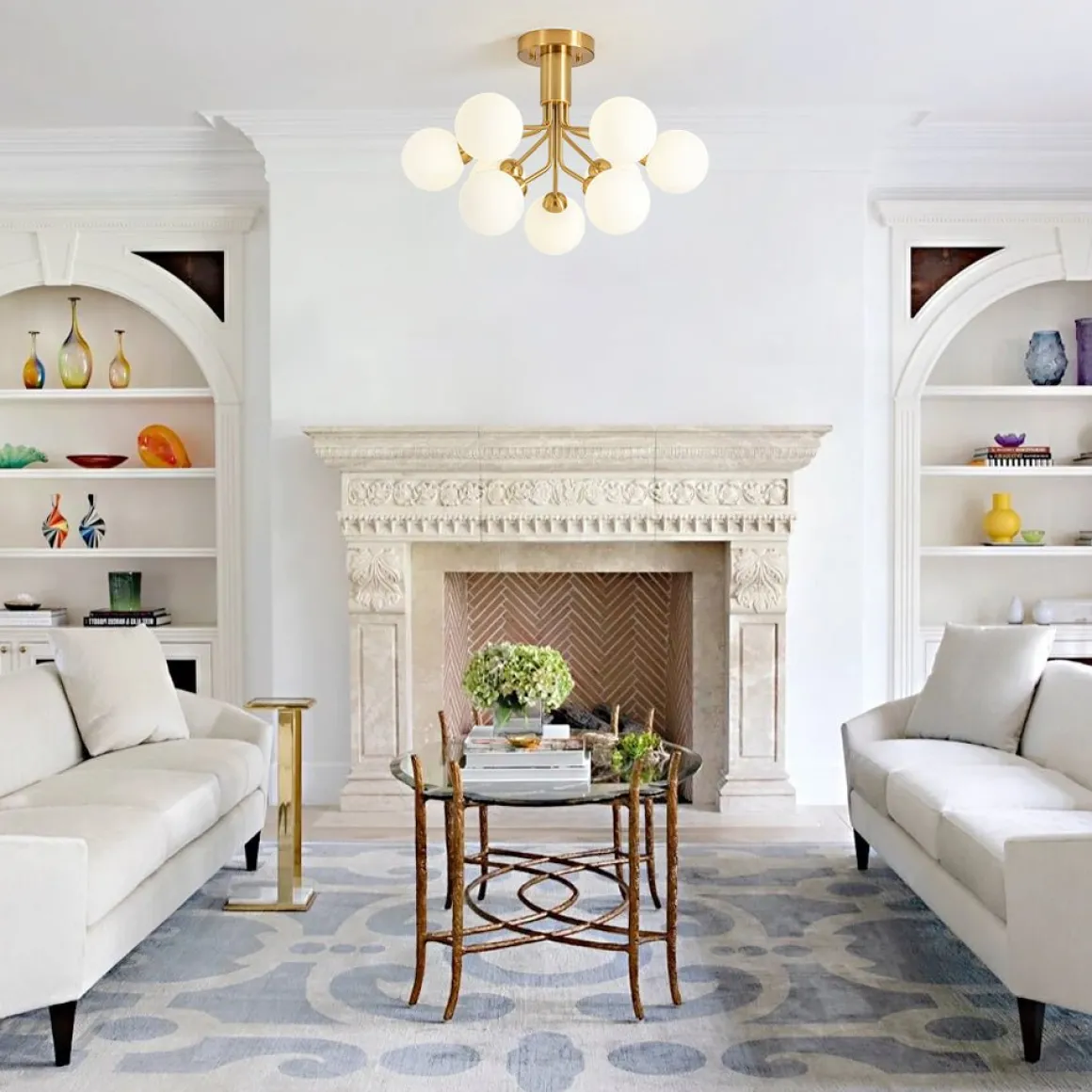 Bloom Frosted Glass Globe Tiered Bubble Sputnik Semi Flush