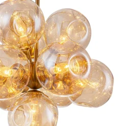 Bloom 10-Light Cluster Amber Glass Round Bubble Chandelier