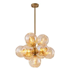 Bloom 10-Light Cluster Amber Glass Round Bubble Chandelier